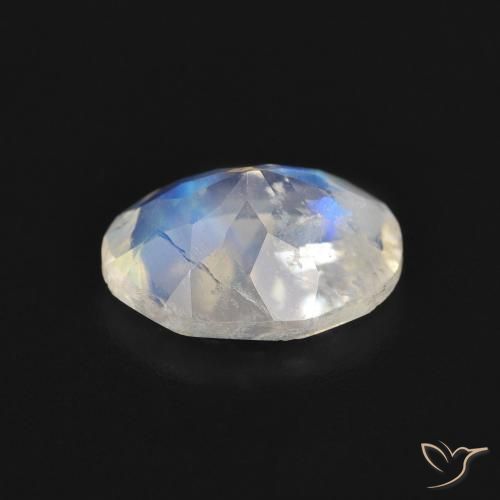 Piedra lunar arcoíris Blanco azulado natural de 1.61 ct, Ovalada, Transparente