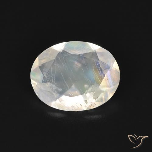 1.27ct Natural Blanco azulado Piedra lunar arcoíris, Ovalada, Transparente