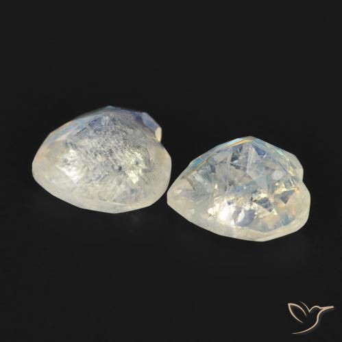 Gemas de Piedra lunar arcoíris Blanco azulado natural de 1.45 ct, Corazón, Transparente