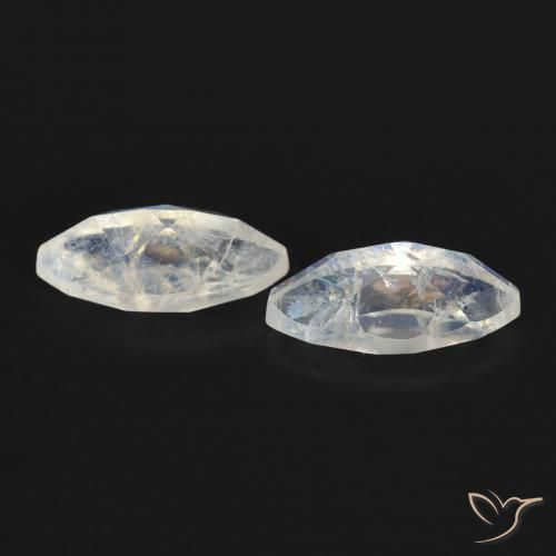 Gemas de Piedra lunar arcoíris Blanco azulado natural de 1.23 ct, Marquesa, Transparente