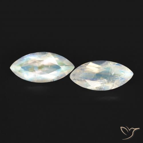 1.14ctw Natural Blanco azulado Piedra lunar arcoíris, Marquesa, Transparente