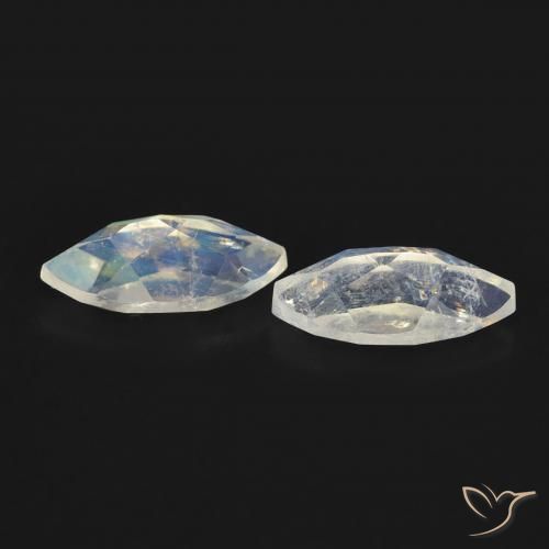Gemas de Piedra lunar arcoíris Blanco azulado natural de 1.14 ct, Marquesa, Transparente