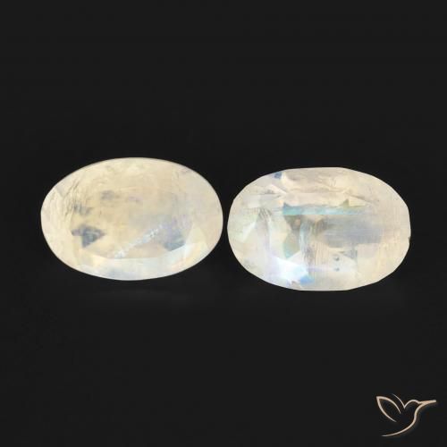 1.03ctw Natural Blanco azulado Piedra lunar arcoíris, Ovalada, Transparente