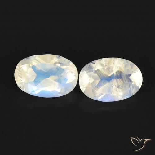 1.00ctw Natural Blanco azulado Piedra lunar arcoíris, Ovalada, Transparente