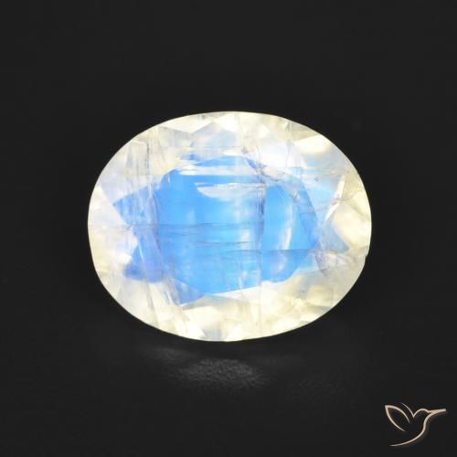 2.77ct Natural Blanco azulado Piedra lunar arcoíris, Ovalada, Transparente