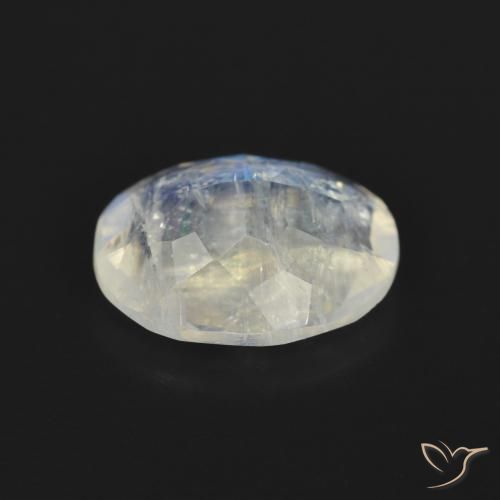 Piedra lunar arcoíris Blanco azulado natural de 2.77 ct, Ovalada, Transparente