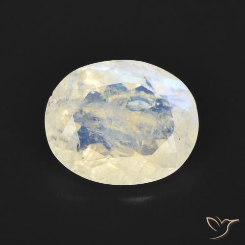 2.68ct Natural Blanco azulado Piedra lunar arcoíris, Ovalada, Transparente