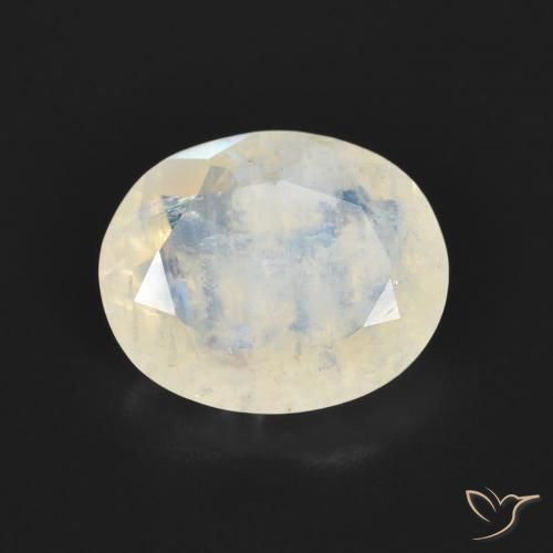 2.69ct Natural Blanco azulado Piedra lunar arcoíris, Ovalada, Transparente