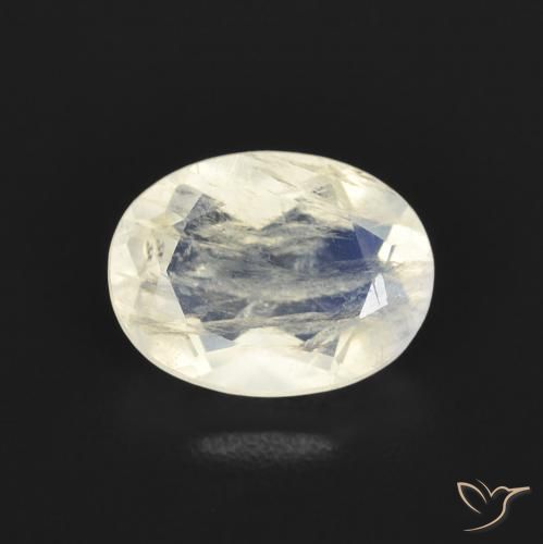 1.15ct Natural Blanco azulado Piedra lunar arcoíris, Ovalada, Transparente