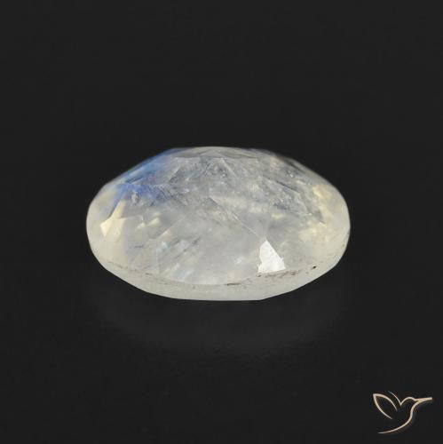 Piedra lunar arcoíris Blanco azulado natural de 1.15 ct, Ovalada, Transparente