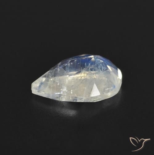 Piedra lunar arcoíris Blanco azulado natural de 0.84 ct, En forma de pera, Transparente
