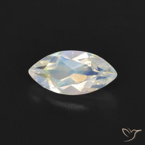 Piedra lunar arcoíris Blanco azulado natural de 0.52 ct, Marquesa, Transparente