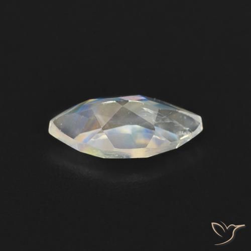 Piedra lunar arcoíris Blanco azulado natural de 0.52 ct, Marquesa, Transparente