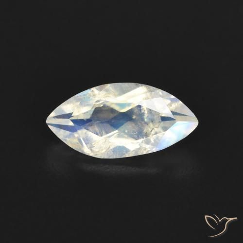 0.51ct Natural Blanco azulado Piedra lunar arcoíris, Marquesa, Transparente