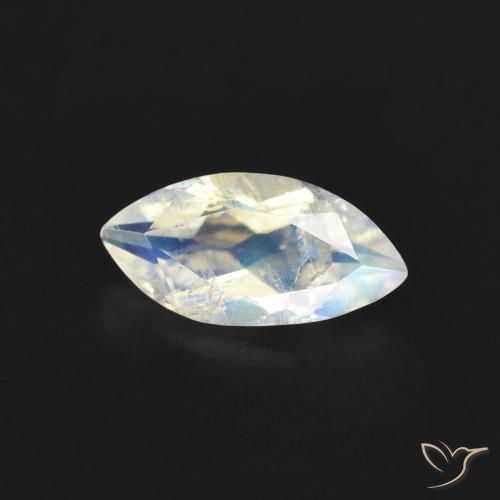 Piedra lunar arcoíris Blanco azulado natural de 0.51 ct, Marquesa, Transparente