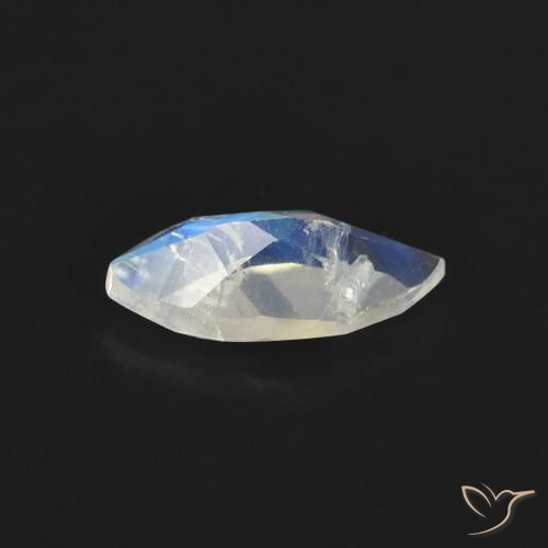 Piedra lunar arcoíris Blanco azulado natural de 0.51 ct, Marquesa, Transparente
