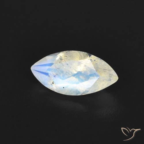 Piedra lunar arcoíris Blanco azulado natural de 0.55 ct, Marquesa, Transparente