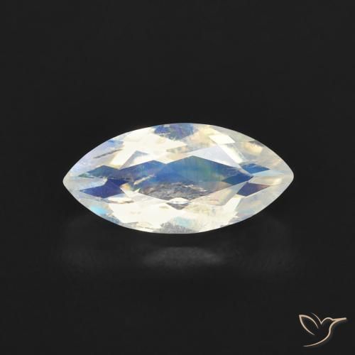 0.61ct Natural Blanco azulado Piedra lunar arcoíris, Marquesa, Transparente