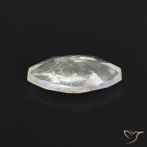 Piedra lunar arcoíris Blanco azulado natural de 0.61 ct, Marquesa, Transparente