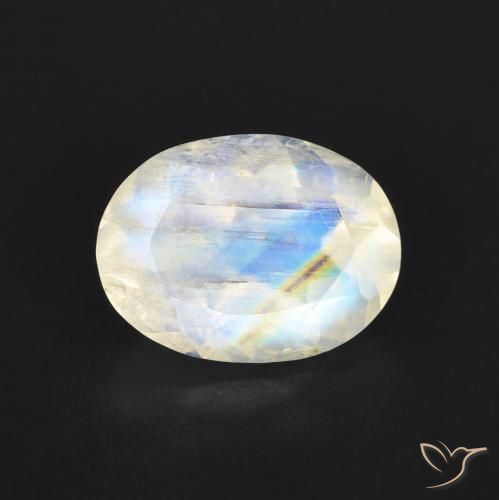 1.21ct Natural Blanco azulado Piedra lunar arcoíris, Ovalada, Transparente