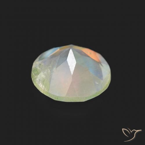 Piedra lunar arcoíris Blanco azulado natural de 0.68 ct, Redondo, Transparente