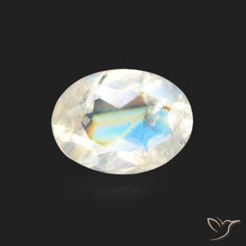 1.03ct Natural Blanco azulado Piedra lunar arcoíris, Ovalada, Transparente