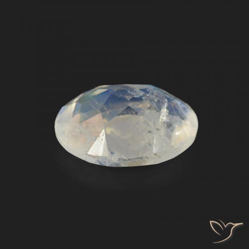 Piedra lunar arcoíris Blanco azulado natural de 1.03 ct, Ovalada, Transparente