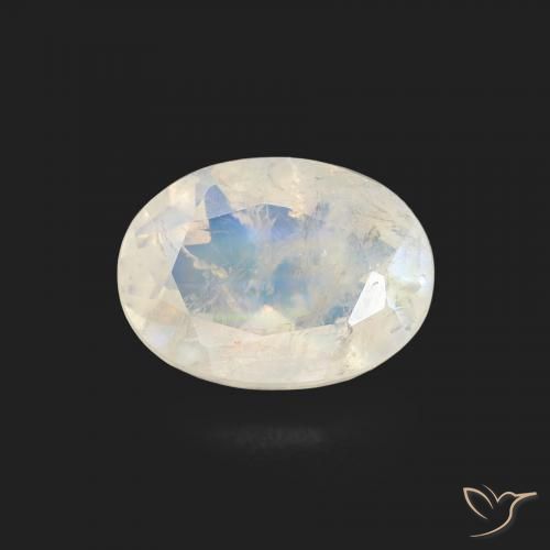1.10ct Natural Blanco azulado Piedra lunar arcoíris, Ovalada, Transparente
