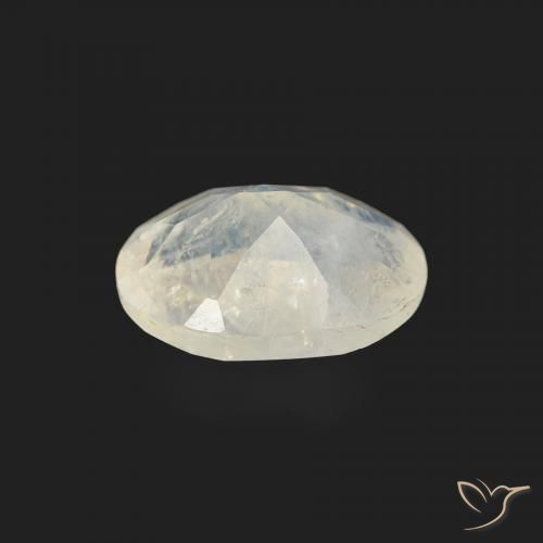 Piedra lunar arcoíris Blanco azulado natural de 1.10 ct, Ovalada, Transparente