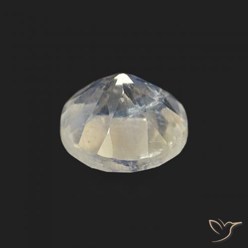 Piedra lunar arcoíris Blanco azulado natural de 0.49 ct, Redondo, Transparente