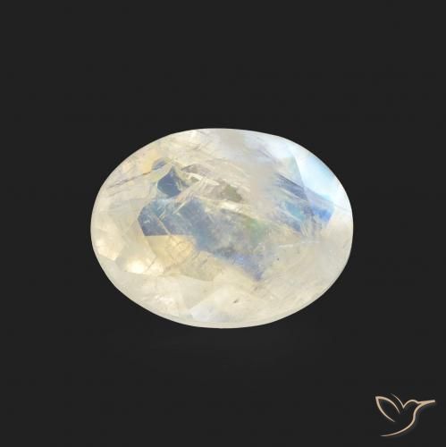 1.15ct Natural Blanco azulado Piedra lunar arcoíris, Ovalada, Transparente