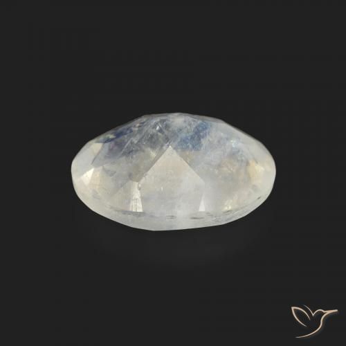 Piedra lunar arcoíris Blanco azulado natural de 1.15 ct, Ovalada, Transparente