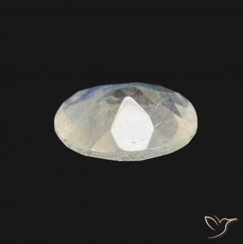 Piedra lunar arcoíris Blanco azulado natural de 1.28 ct, Ovalada, Transparente