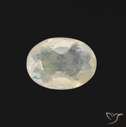 0.97ct Natural Blanco azulado Piedra lunar arcoíris, Ovalada, Transparente