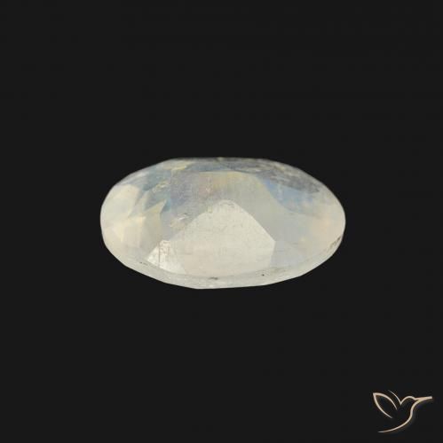 Piedra lunar arcoíris Blanco azulado natural de 0.97 ct, Ovalada, Transparente