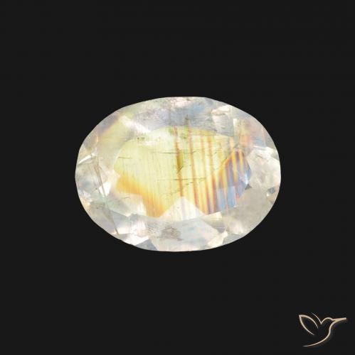1.19ct Natural Blanco azulado Piedra lunar arcoíris, Ovalada, Transparente
