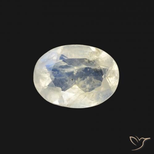 1.04ct Natural Blanco azulado Piedra lunar arcoíris, Ovalada, Transparente