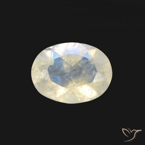 1.23ct Natural Blanco azulado Piedra lunar arcoíris, Ovalada, Transparente