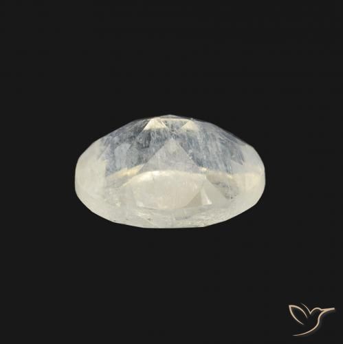 Piedra lunar arcoíris Blanco azulado natural de 1.23 ct, Ovalada, Transparente