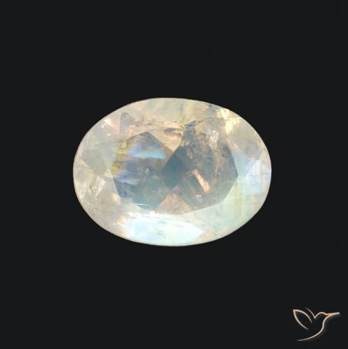 1.16ct Natural Blanco azulado Piedra lunar arcoíris, Ovalada, Transparente