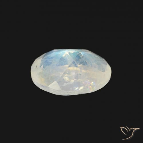 Piedra lunar arcoíris Blanco azulado natural de 1.16 ct, Ovalada, Transparente
