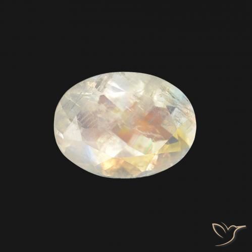 1.21ct Natural Blanco azulado Piedra lunar arcoíris, Ovalada, Transparente
