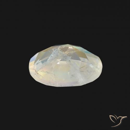 Piedra lunar arcoíris Blanco azulado natural de 1.21 ct, Ovalada, Transparente