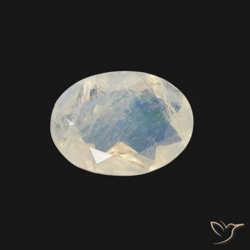 1.01ct Natural Blanco azulado Piedra lunar arcoíris, Ovalada, Transparente