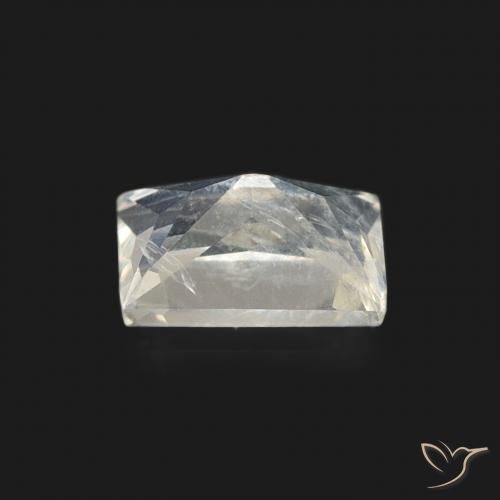 Piedra lunar arcoíris Blanco azulado natural de 0.50 ct, Corte Baguette, Transparente