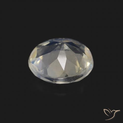 Piedra lunar arcoíris Blanco azulado natural de 0.54 ct, Redondo, Transparente