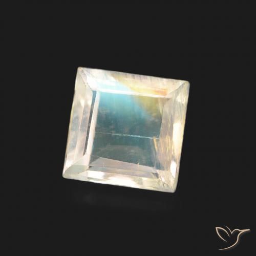 Piedra lunar arcoíris Blanco azulado natural de 0.50 ct, Cuadrado, Transparente