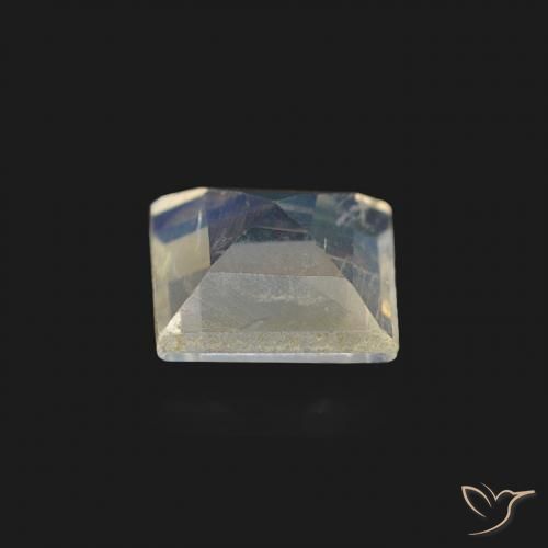 Piedra lunar arcoíris Blanco azulado natural de 0.50 ct, Cuadrado, Transparente
