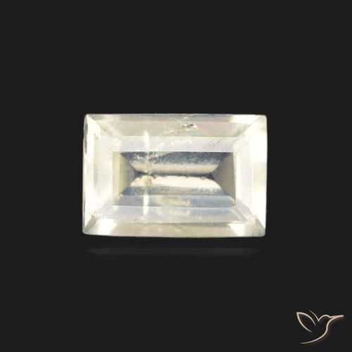 0.46ct Natural Blanco azulado Piedra lunar arcoíris, Corte Baguette, Transparente