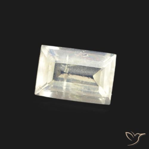 Piedra lunar arcoíris Blanco azulado natural de 0.46 ct, Corte Baguette, Transparente